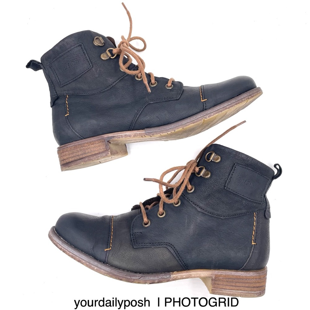 Josef Seibel black leather Sienna lace-up boots EU 36